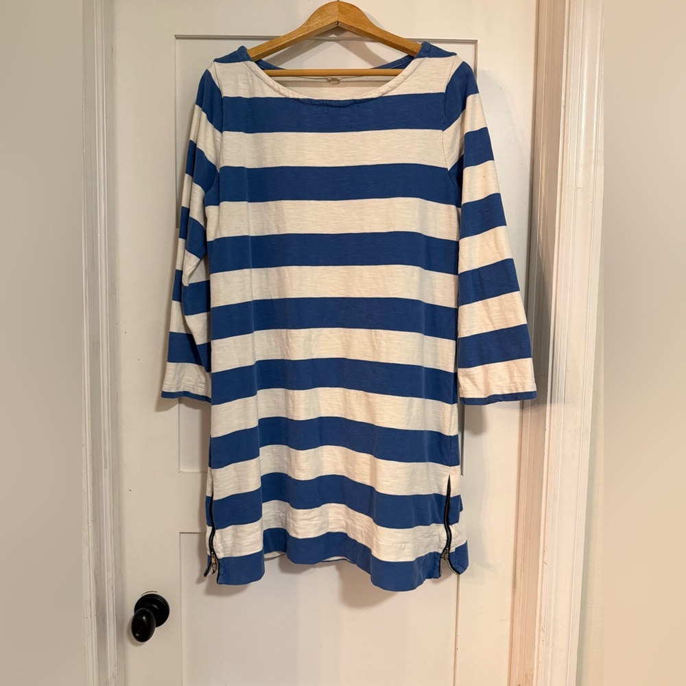 J. Crew blue and white the heavy cotton stripped dress